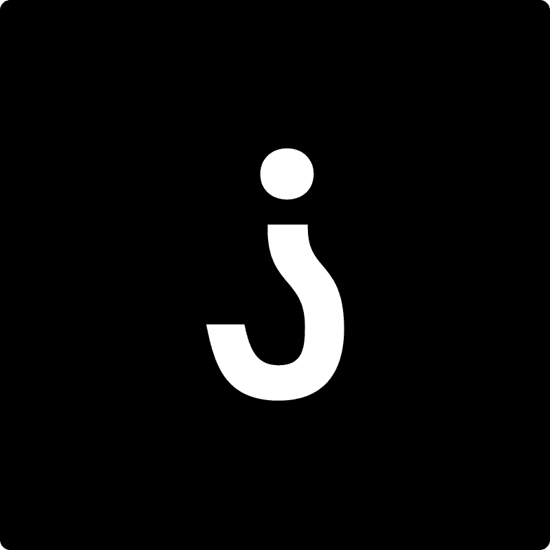 Apparicio Junior's monogram: a rounded white lowercase j on black