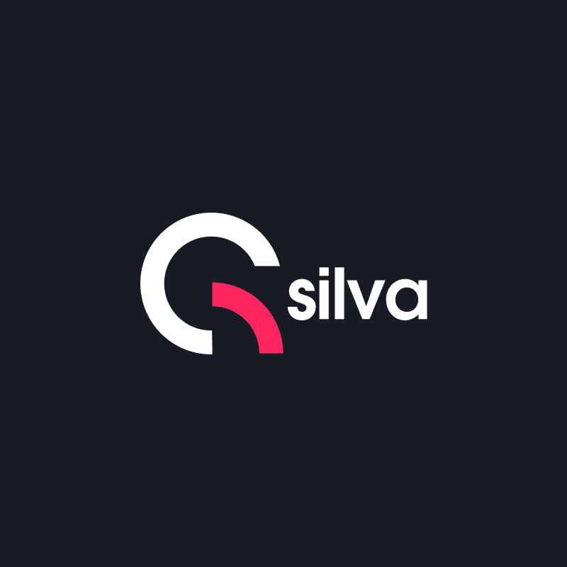 G Silva logo: a white circular monogram with a coral swoosh, beside the lowercase wordmark