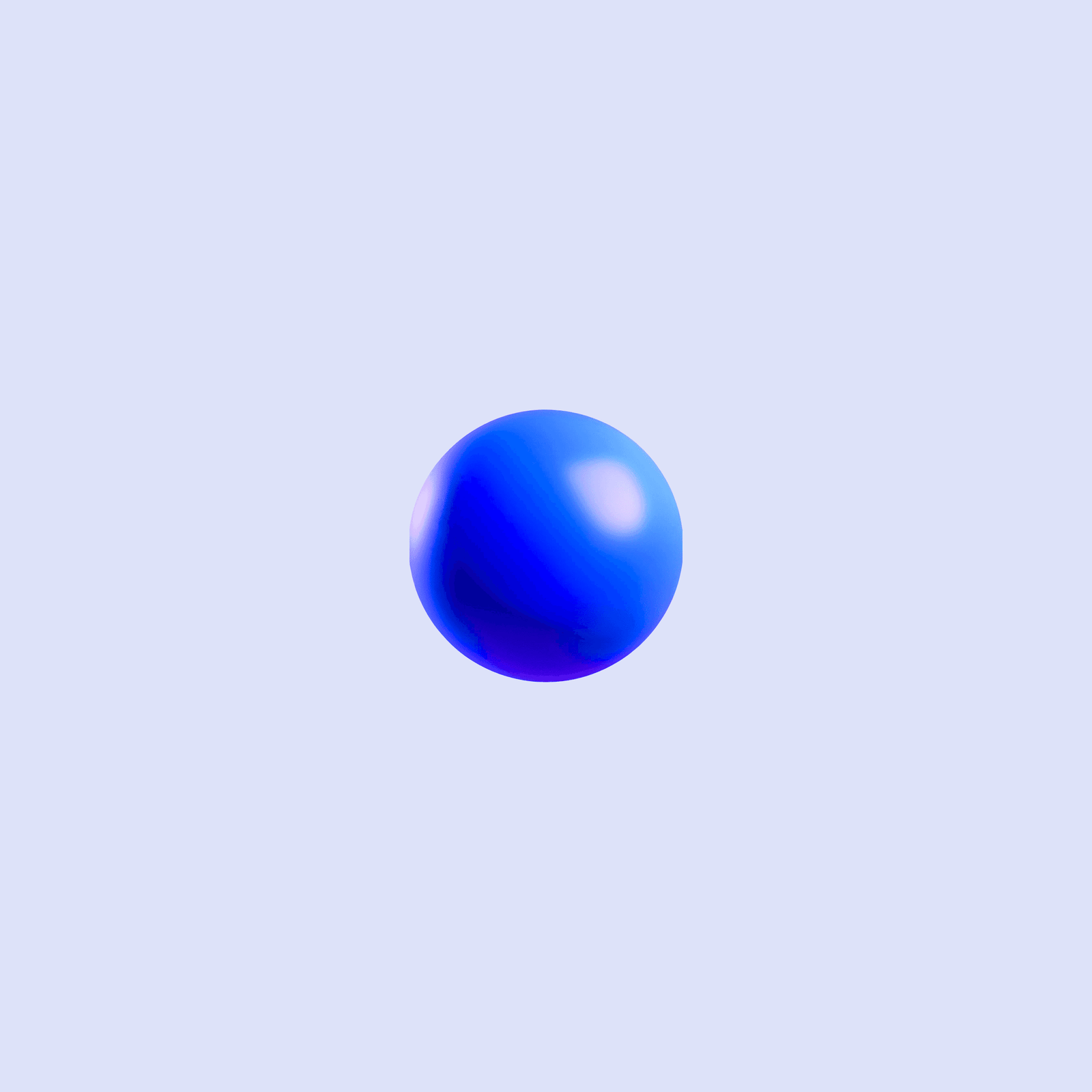 Simple's brand mark: a small glossy blue sphere centred on a pale lilac field